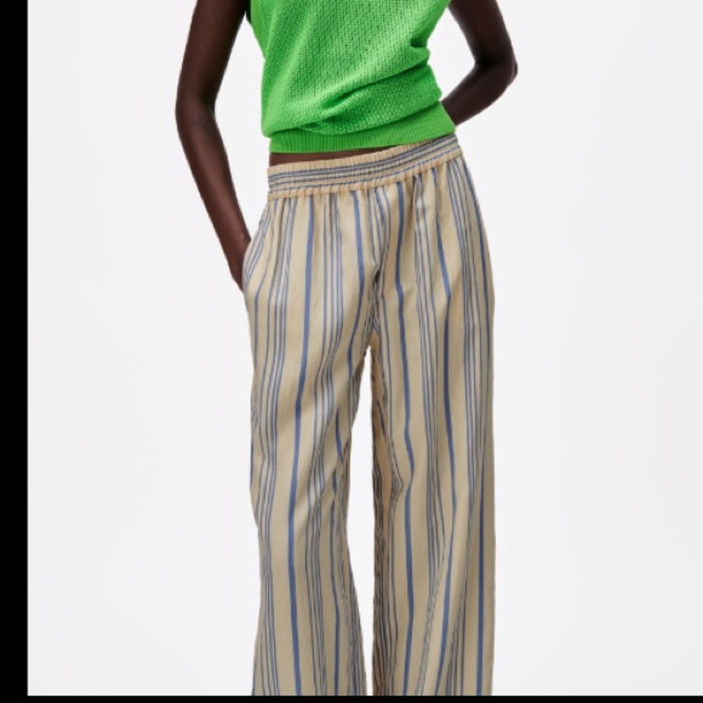 Zara Flowy striped high waisted pants sz XL